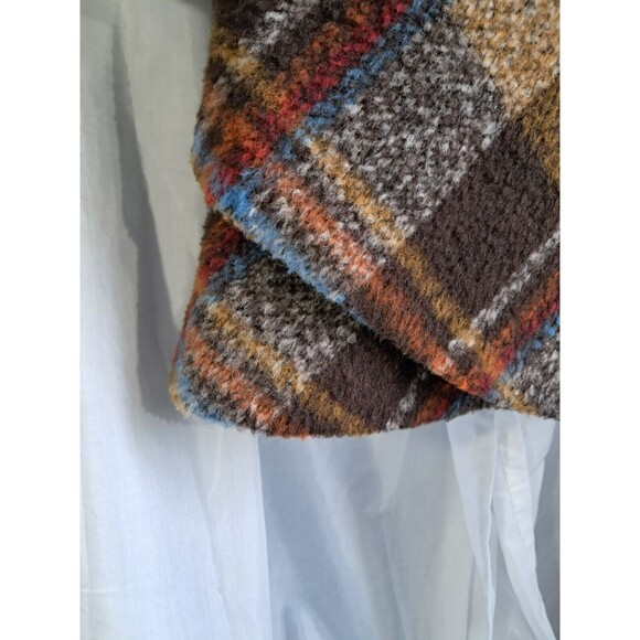 Wool Cashmere Brown Plaid Girls Long Overcoat Size Large GanGan World - Picture 4 of 13